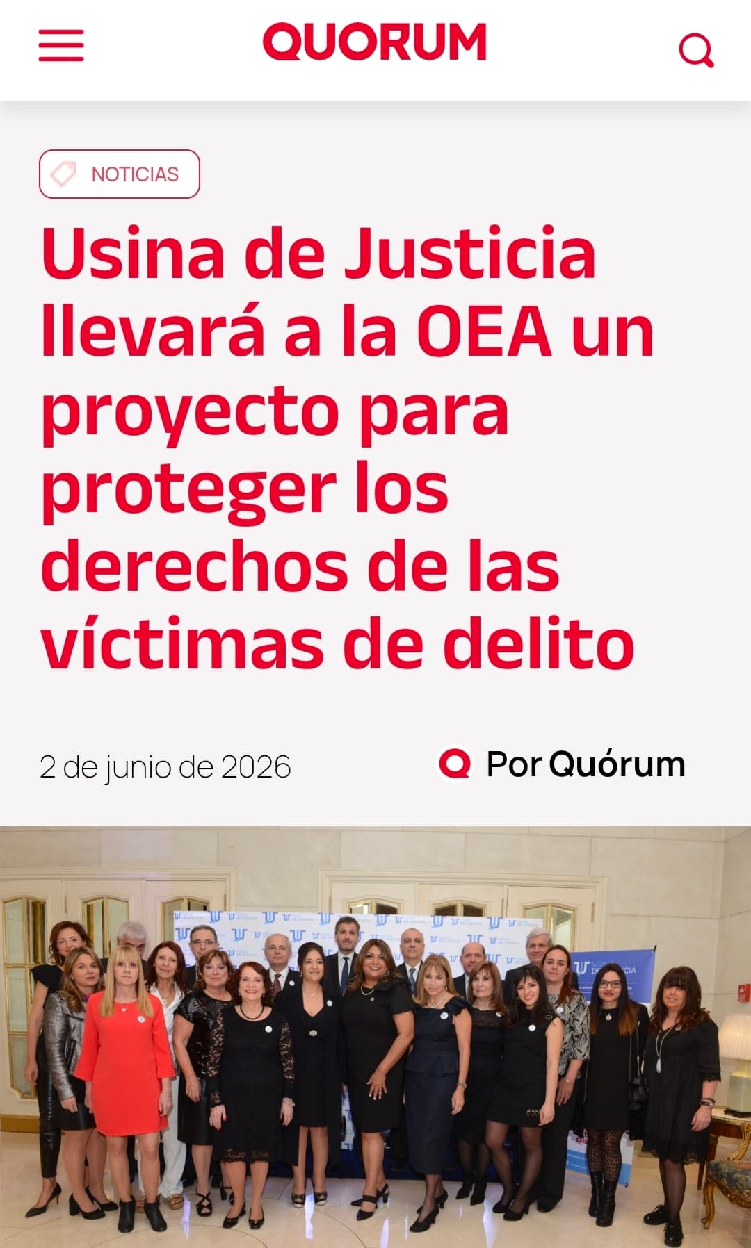 Usina de Justicia llevará a la OEA un proyecto histórico para proteger los derechos de las víctimas de delito