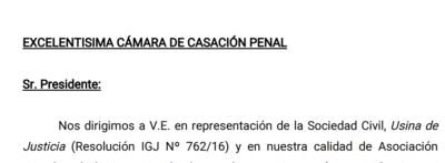 Presentación de UJ ante la Cámara de Casación Penal