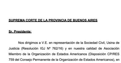 Presentación de UJ ante la Suprema Corte de la Provincia de Buenos Aires