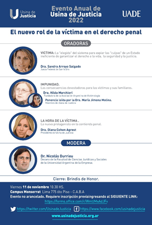 Evento de Usina de Justicia en UADE – Debate sobre el rol de la víctima en el Derecho Penal