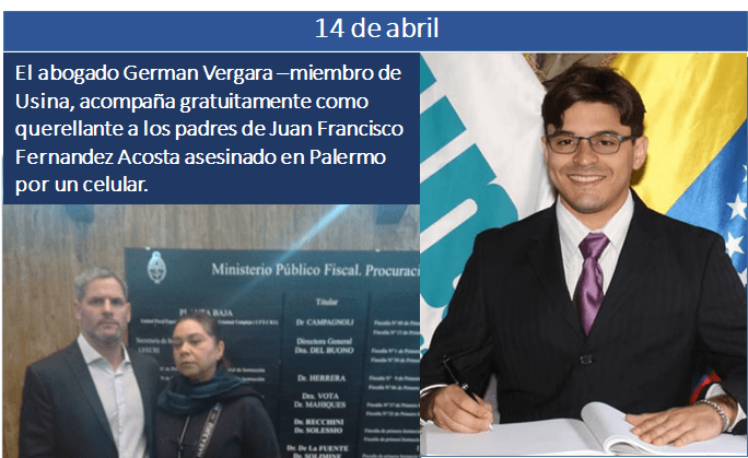 El abogado German Vergara, miembro de Usina de Justicia, acompaña gratuitamente como querellante a los padres de Juan Francisco Fernández Acosta asesinado en Palermo por un celular.